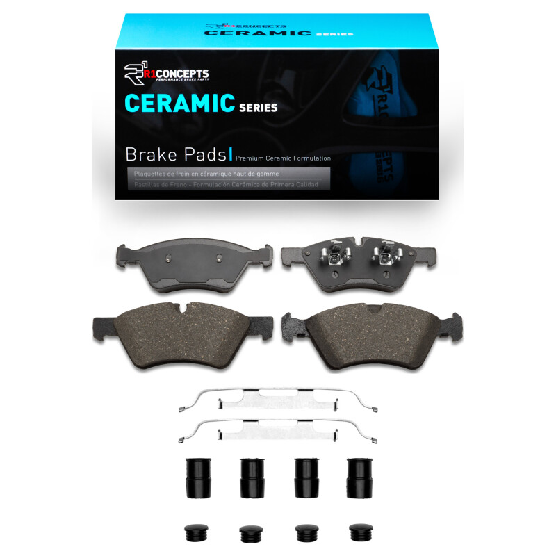 Mercedes-Benz E350 Brake Pads - Front - R1 Concepts - R1 Ceramic Pads & Hardware Kit - `05-`12 Mercedes-Benz E350 Brake Pads - Front - R1 Concepts - R1 Ceramic Pads & Hardware Kit - `05-`12